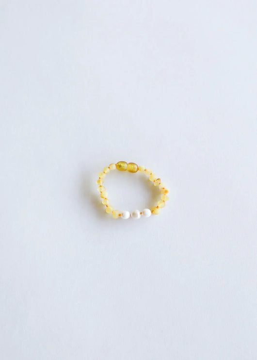 Raw Honey Baltic Amber + Pearls || Anklet or Bracelet