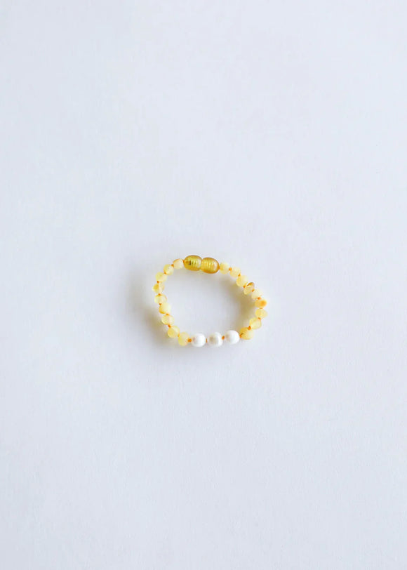 Raw Honey Baltic Amber + Pearls || Anklet or Bracelet