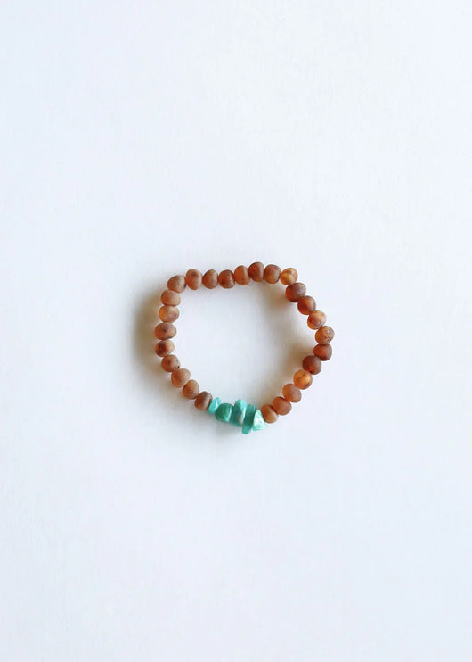 Raw Cognac Baltic Amber + Raw Amazonite || Adult Bracelet