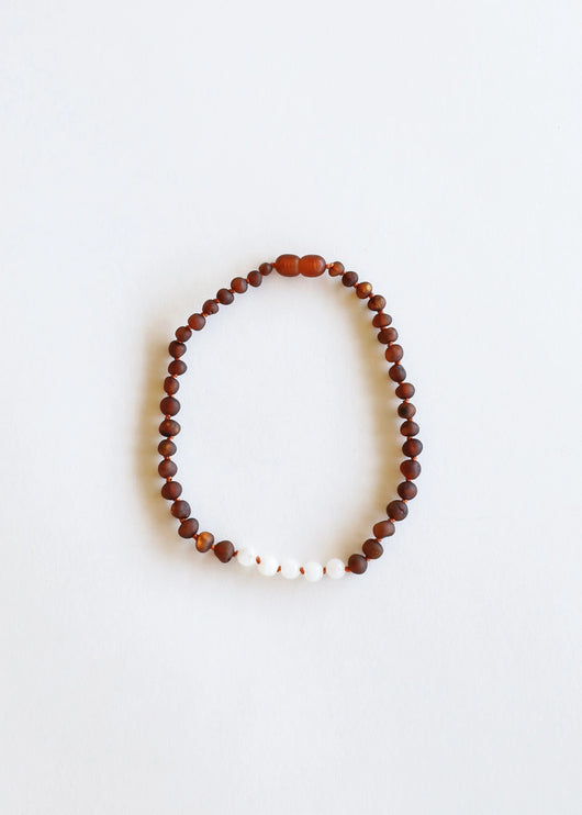Raw Cognac Baltic Amber + Moonstone || Necklace Set
