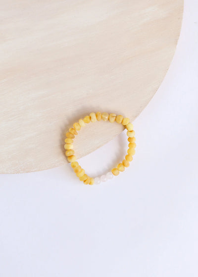 Raw Honey Baltic Amber + Rose Quartz || Adult Bracelet