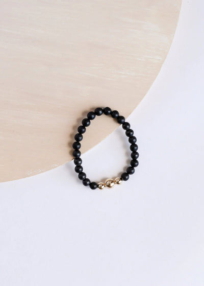Trio de Pulseiras Elásticas Adulto de Shungita Pura + Ouro 14K
