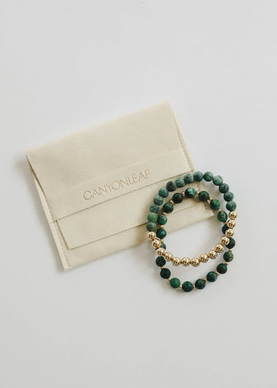 Jaspe Turquesa : Sol + Lua em Ouro 14k || Pulseiras Adulto