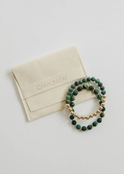 Jaspe Turquesa : Sol + Lua em Ouro 14k || Pulseiras Adulto