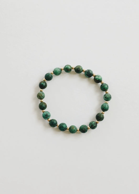 Jaspe Turquesa : Sol + Lua em Ouro 14k || Pulseiras Adulto