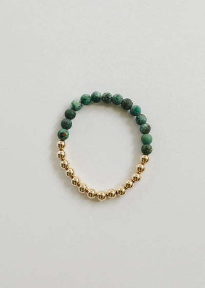 Jaspe Turquesa : Sol + Lua em Ouro 14k || Pulseiras Adulto