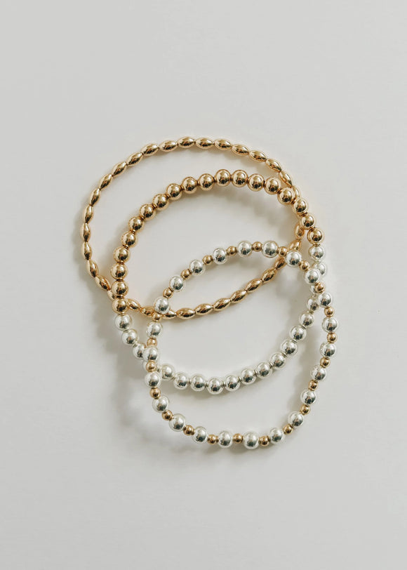 Sterling Silver + 14k Gold Filled Sun || Beaded Bracelet
