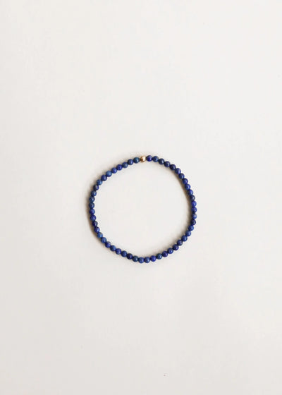 Lapis Lazuli + 14K Gold Filled Beaded Stretch Bracelet