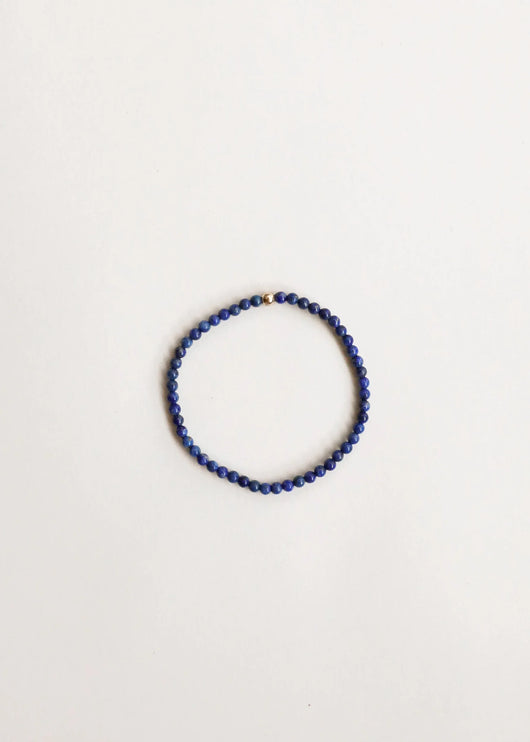 Lapis Lazuli + 14K Gold Filled Beaded Stretch Bracelet