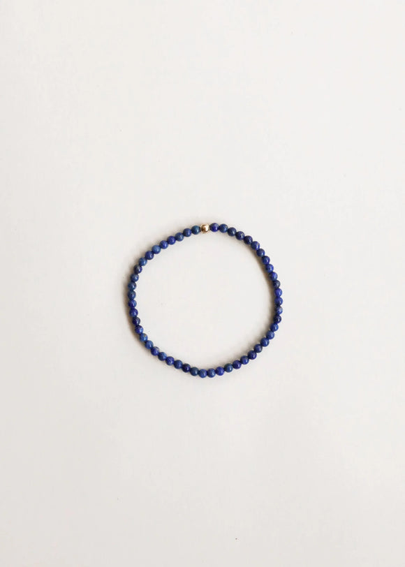 Lapis Lazuli + 14K Gold Filled Beaded Stretch Bracelet