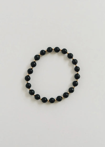 Shungite : 14k Gold Filled Sun + Moon || Stretch Bracelets