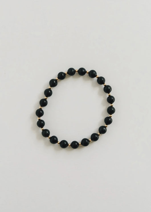 Shungite : 14k Gold Filled Sun + Moon || Stretch Bracelets