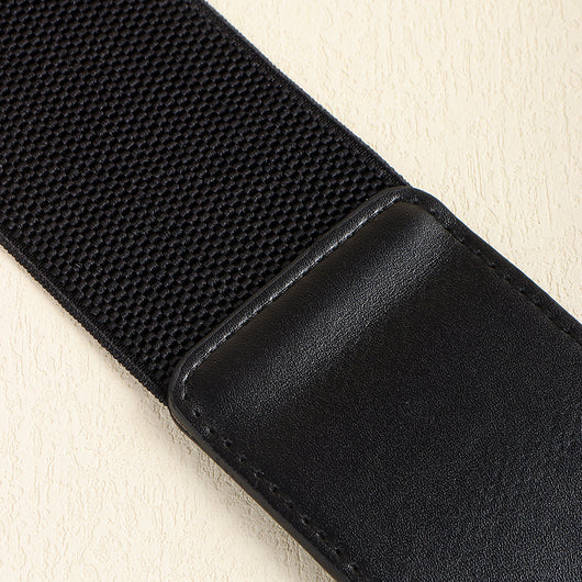 Cinturón Elástico Retro para Mujer con Hebilla Cuadrada Metálica Negro - Image 15