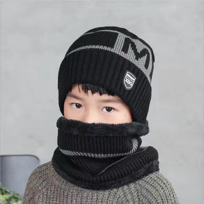 Conjunto de Gorro y Babero Tejido para Niños - Diseño Coreano Letras Abrigado Invierno - Image 16