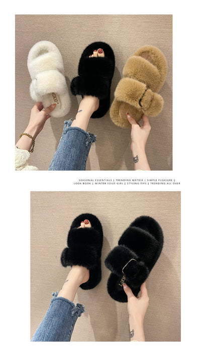 Pantuflas Peludas con Suela Gruesa para Exterior - Image 7