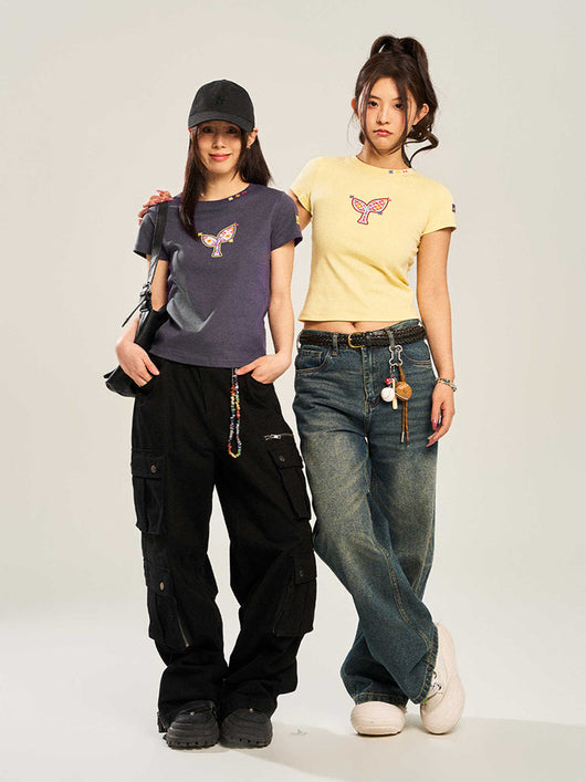 Camiseta Slim Fit Bordada Manga Corta para Mujer - Image 12