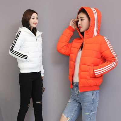 Chaqueta de Algodón Corta con Capucha - Abrigo Slim Fit para Invierno
