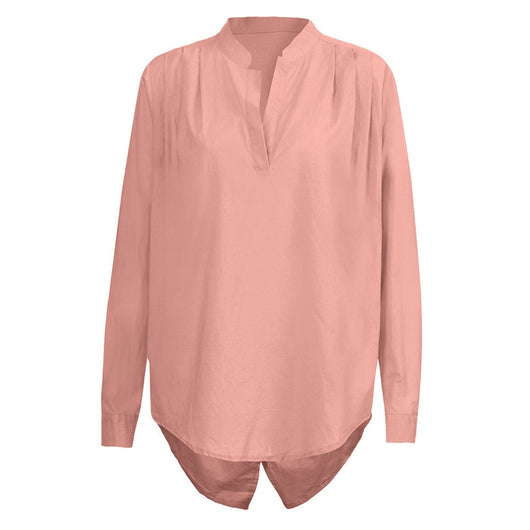 Camiseta Casual de Cuello V y Manga Larga Color Sólido - Image 15