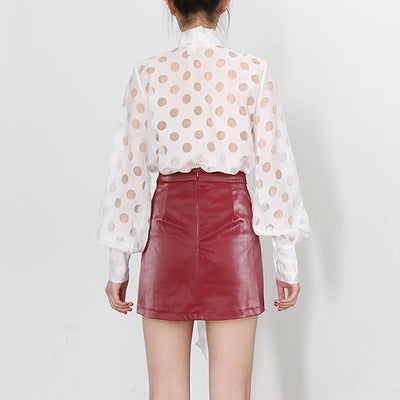 Blusa Larga con Mangas Linterna y Lunares - Diseño Moderno - Image 4