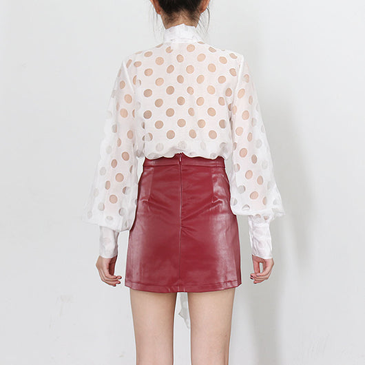 Blusa Larga con Mangas Linterna y Lunares - Diseño Moderno - Image 4