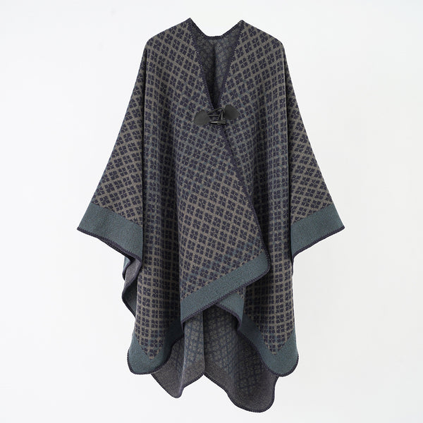 Poncho Cálido Extra Grande con Abertura Frontal