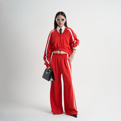 Pantalón de Chándal Cintura Alta Elástica con Puños Acanalados para Mujer - Image 3