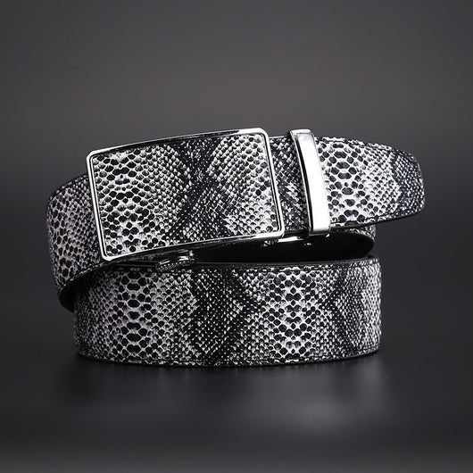 Cinturón de Cuero de Serpiente con Hebilla Automática para Hombre - Image 5