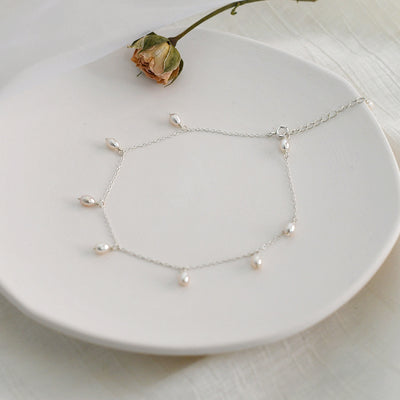 Pulsera de Tobillo Plata 925 con Perla de Agua Dulce - Diseño Hada Minimalista - Image 5
