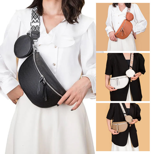 Bolso Crossbody de Cuero Genuino para Mujer - Bolsa de Cintura Elegante y Versátil
