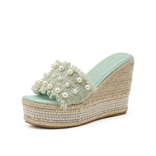 Pantuflas de Espuma con Detalles de Strass y Cuerda de Cáñamo para Mujer - Image 2