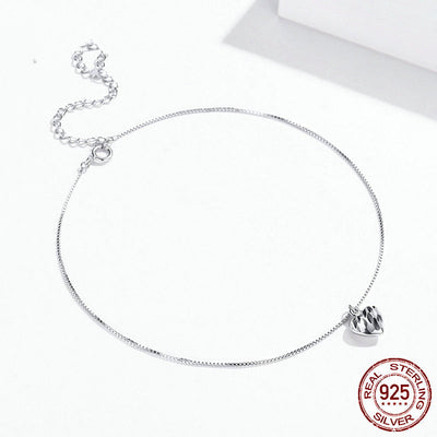 Pulsera de Tobillo en Plata Esterlina con Dije de Amor Plateado - Image 4