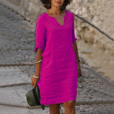 Vestido Midi Cuello V Otoño - Diseño Clásico Europa y América - Image 9