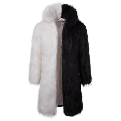 Chaqueta Acolchada Capucha Pelaje Sintético Negro y Blanco - Image 16