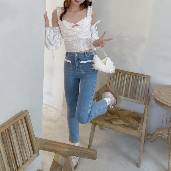 Pantalones Vaqueros Slim Cintura Alta Mujer - Diseño Cigarrillo Elástico