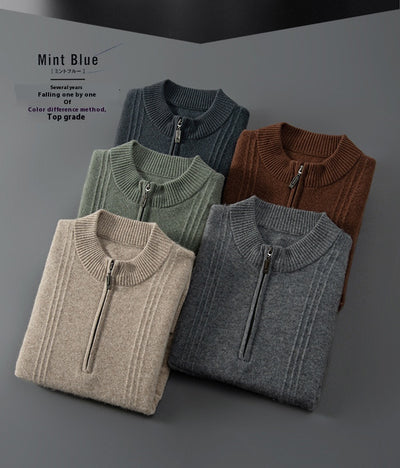 Suéter Ejecutivo de Lana con Cierre y Cuello Alto para Hombre - Tallas Grandes Otoño Invierno - Image 18