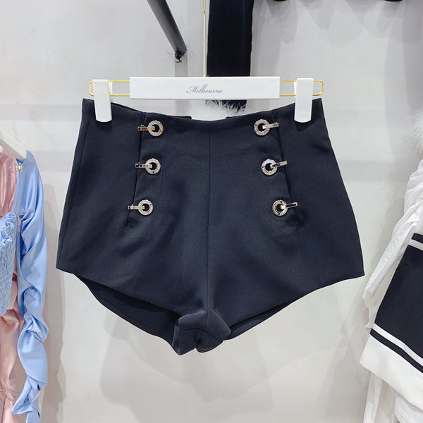Shorts de Cintura Alta Doble Botonadura - Estilo Elegante y Sofisticado