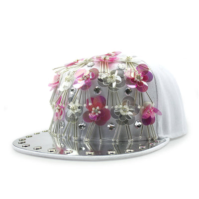 Gorra de Béisbol Hip Hop con Lentejuelas Florales y Visera Plana - Image 14