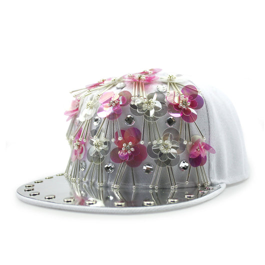 Gorra de Béisbol Hip Hop con Lentejuelas Florales y Visera Plana - Image 14