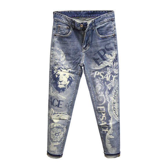 Jeans Slim Fit con Estampado de León - Colección Verano Hombre