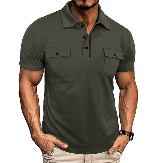 Polo Casual de Verano con Bolsillos y Botones para Hombre - Image 9