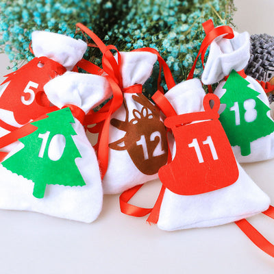 Bolsa Calendario de Adviento Navideño 11x16cm para Colgar
