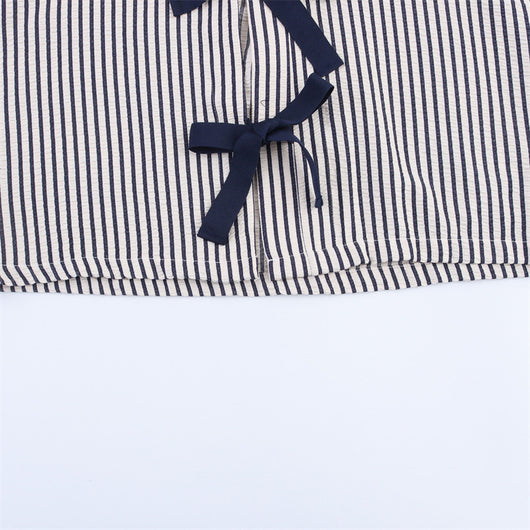 Blusa Rayada con Moño - Manga Corta Versátil para Verano - Image 5