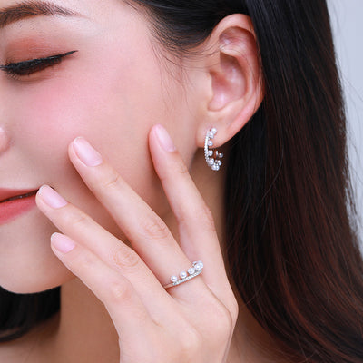 Aretes de Perla Curva en Plata 925 Esterlina - Image 10