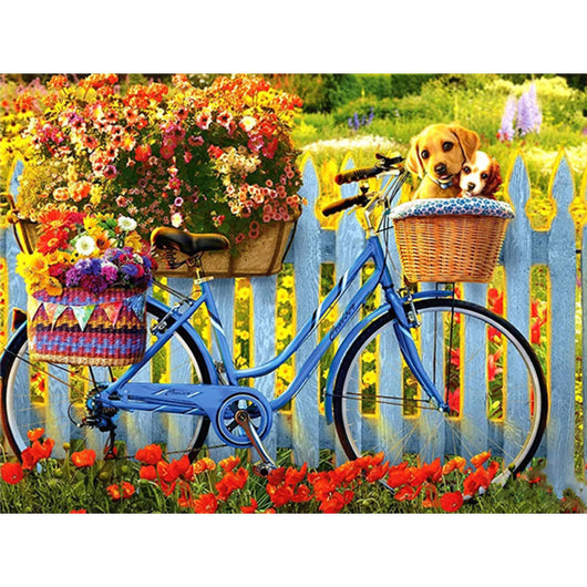 Cuadro de Diamantes Mosaico Bicicleta Flores Redondo y Cuadrado - Image 7