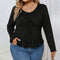 Blusa de Punto Escote V Casual con Cintura Definida