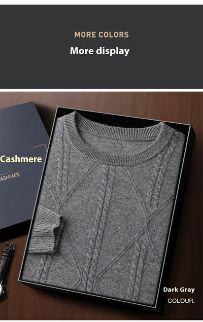 Suéter de Cashmira Trenzado con Cuello Redondo para Hombre - Colección Otoño Invierno - Image 12
