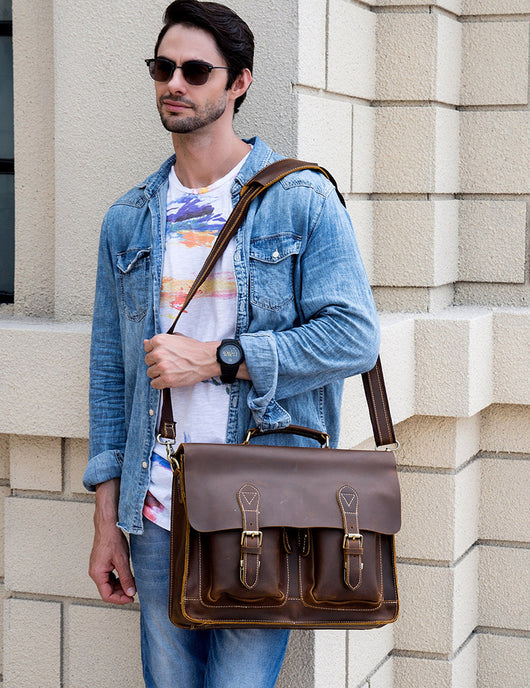 Maletín de Cuero Retro para Hombre - Estilo Ejecutivo Portátil - Image 16