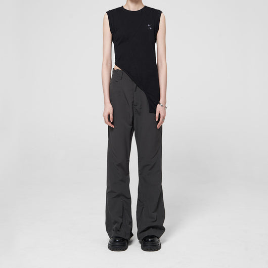 Pantalones Flare con Cierre Lineal para Mujer - Diseño Versátil Unisex