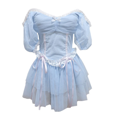 Vestido Corto con Falda Globo Cinturada - Image 2