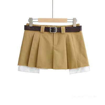 Falda Plisada Estilo Workwear Cintura Baja Efecto Dos Piezas - Image 12